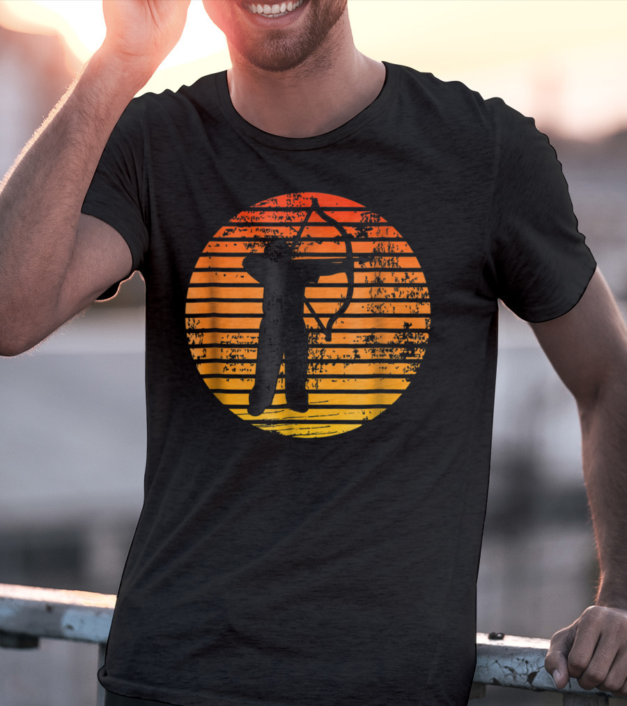 Bowman With Bow And Arrow In Sunset T-Shirt