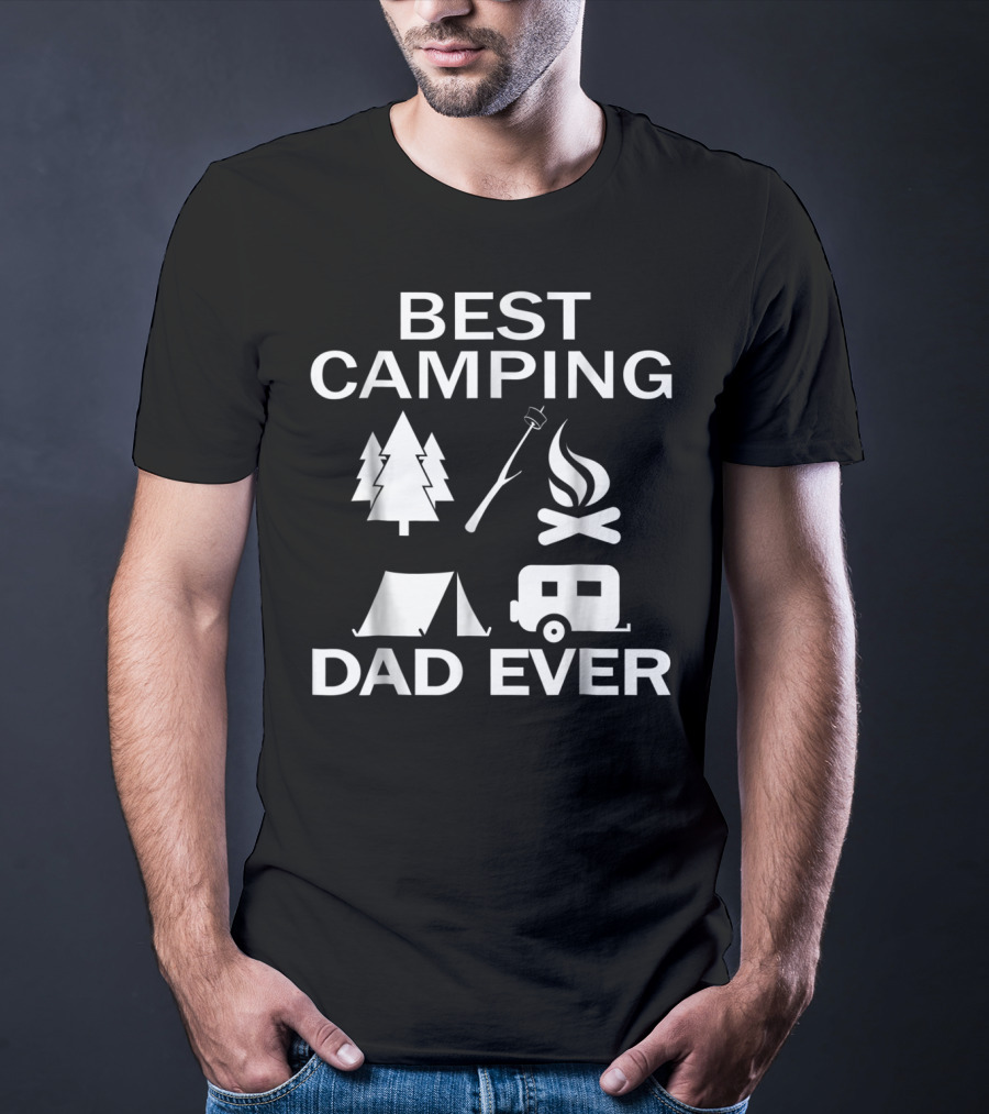Best Camping Dad Ever Tree Fire Tent Rv T-Shirt
