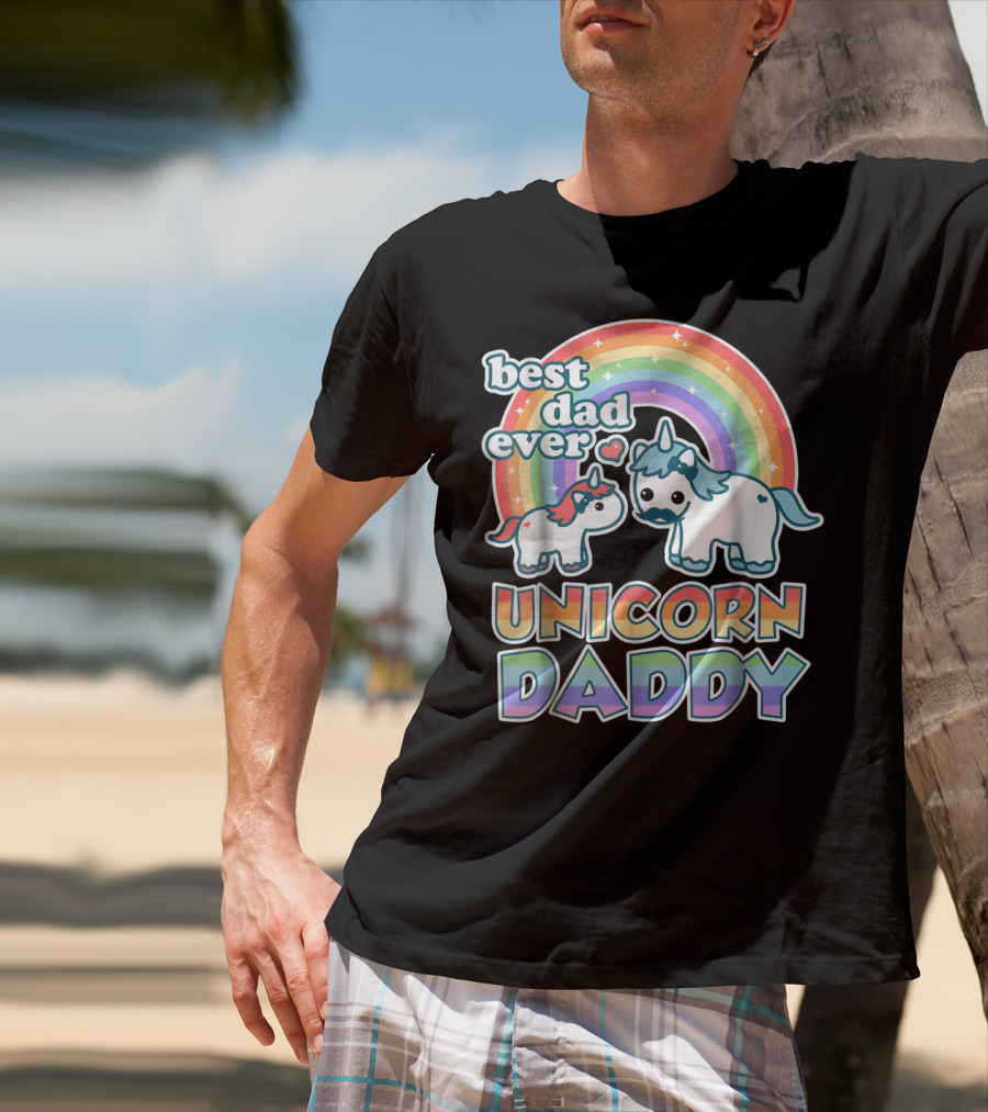 Best Dad Ever Unicorn Daddy Cute Funny Rainbow T-Shirt