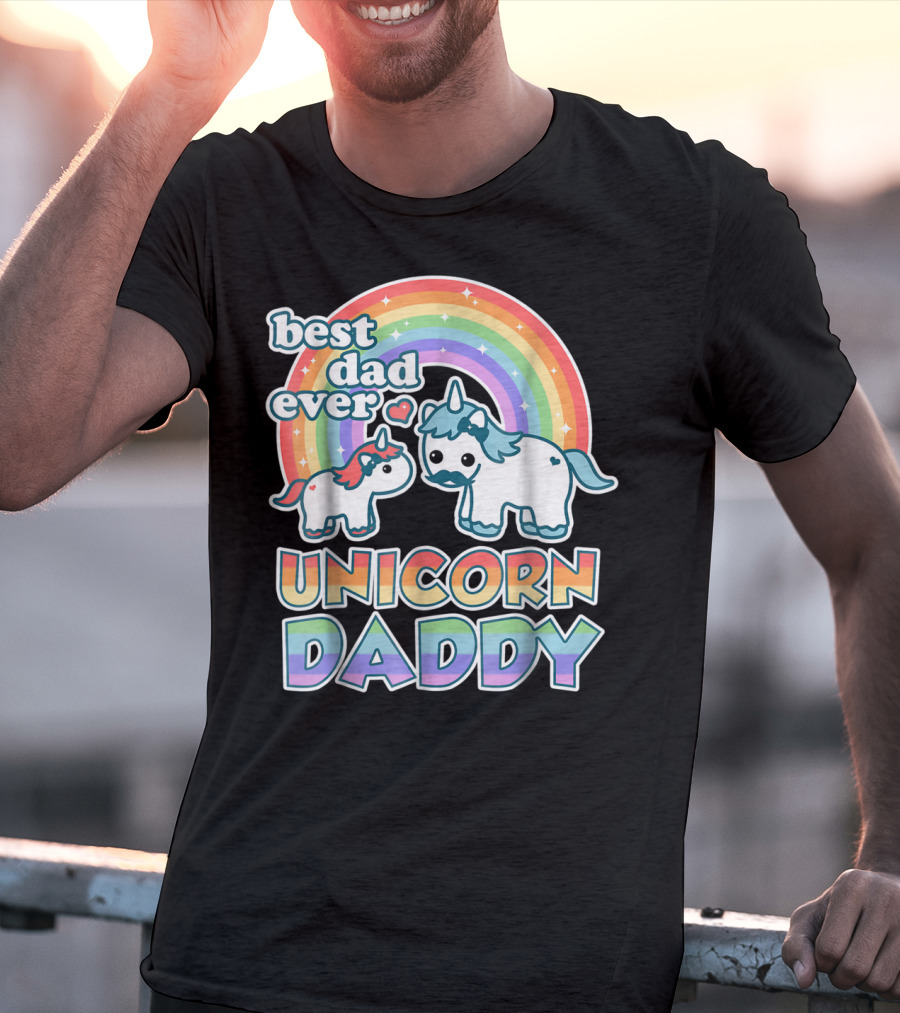 Best Dad Ever Unicorn Daddy Cute Funny Rainbow T-Shirt