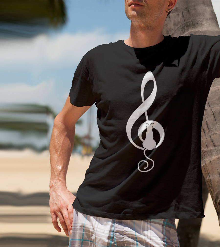 Cat Musical Gclef Music Lover Cat T-Shirt