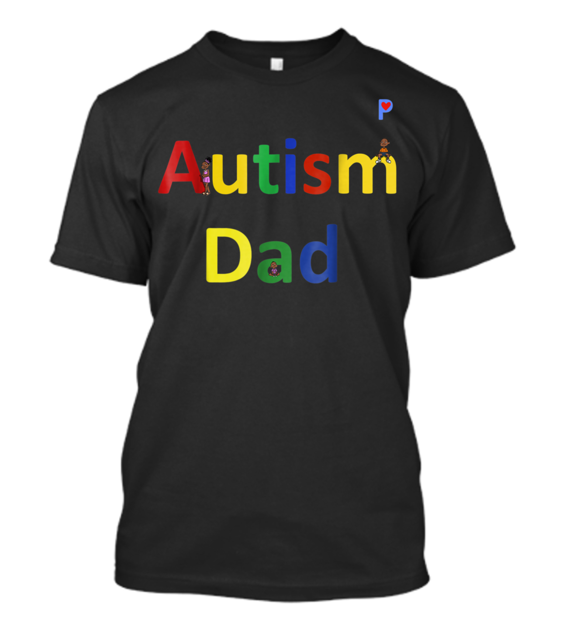 Autism Dad Autism Awareness Colorful Letters With Characters T-Shirt