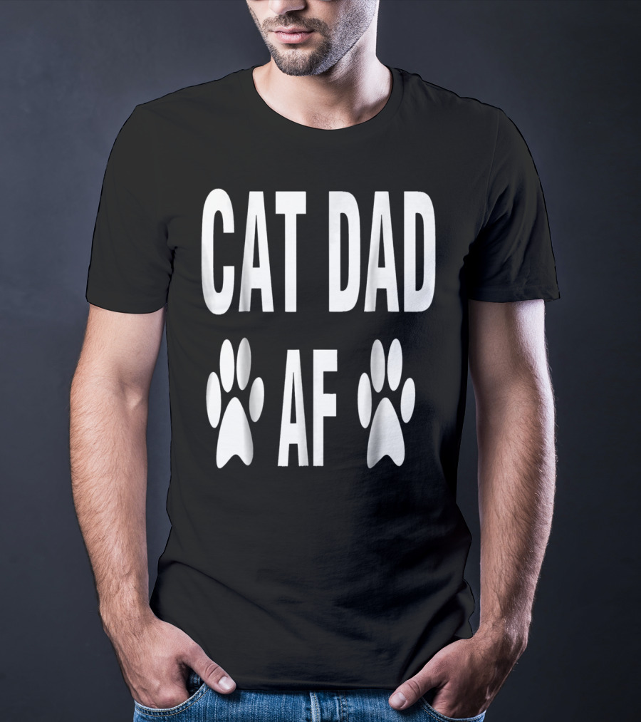 CAT DAD AF Paw Prints T-Shirt