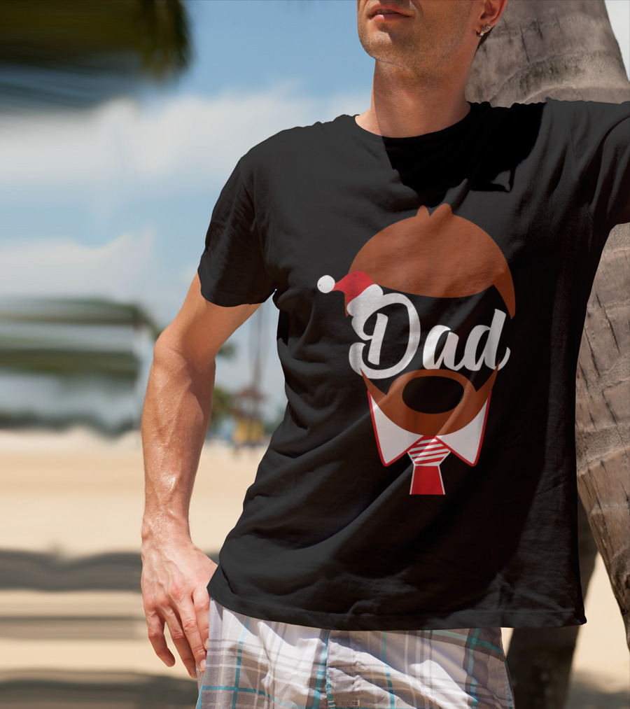 Dad Face Santa Hat Christmas Family Matching Holiday82 T-Shirt