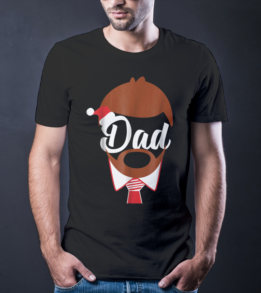 Dad Face Santa Hat Christmas Family Matching Holiday82 T-Shirt