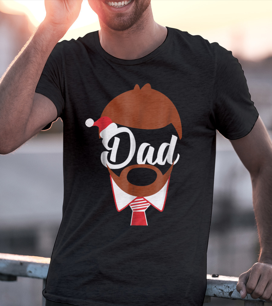 Dad Face Santa Hat Christmas Family Matching Holiday82 T-Shirt
