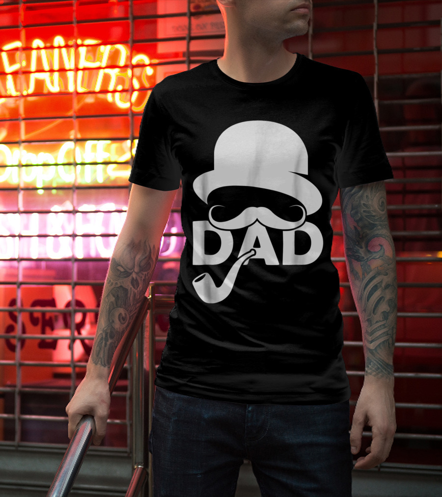Cool Dad Mustache Hat Pipe T-Shirt