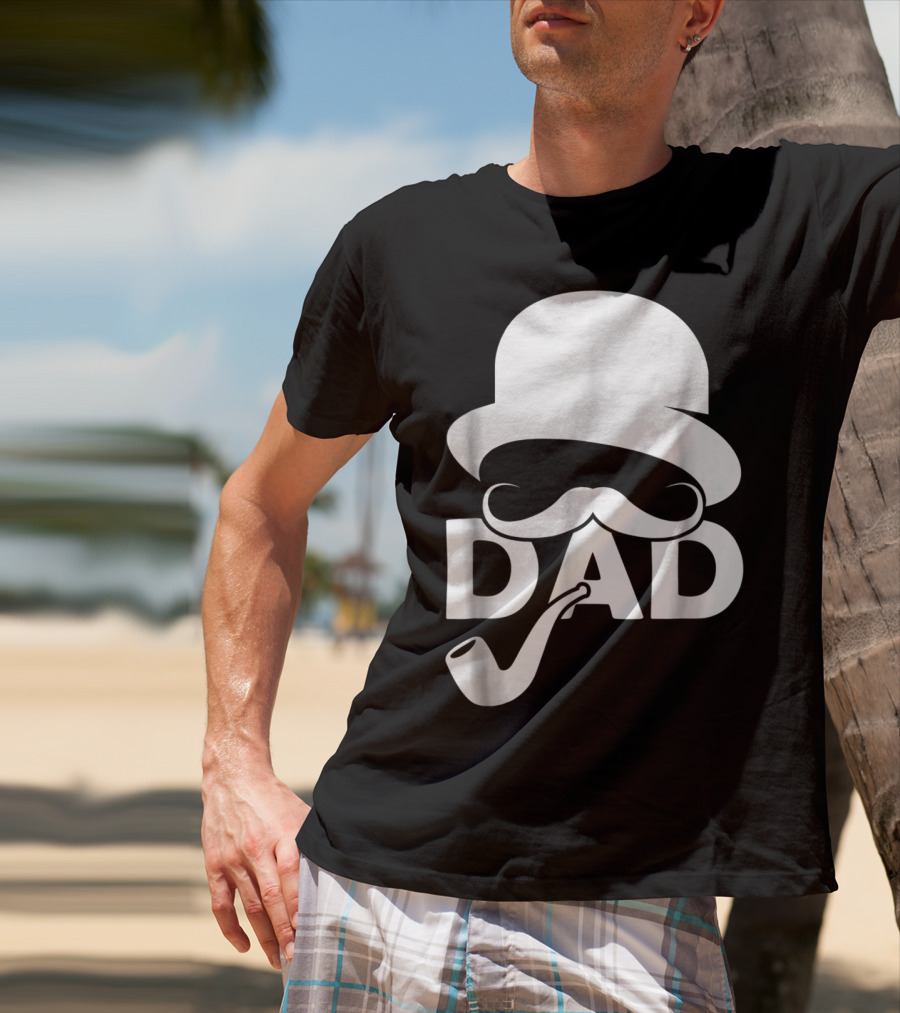 Cool Dad Mustache Hat Pipe T-Shirt