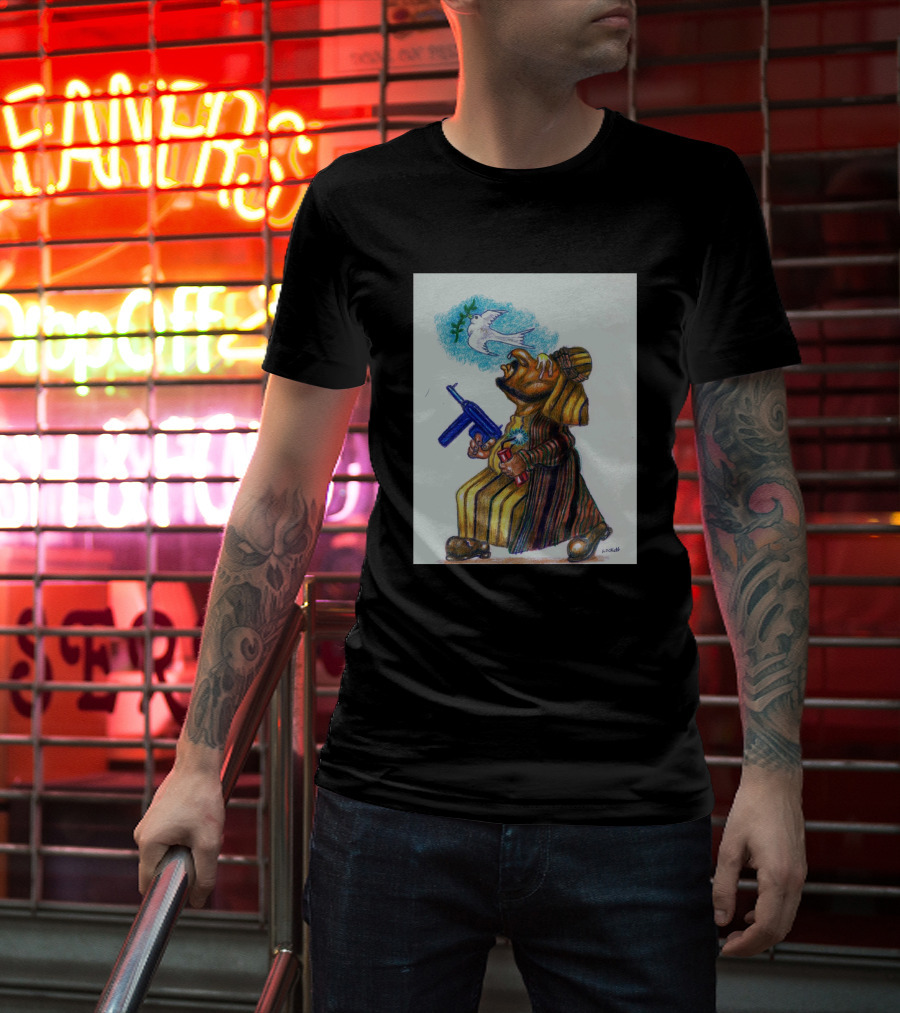 A Terrorist Act Cartoon Character Holding Gun And Dove Balloon T-Shirt