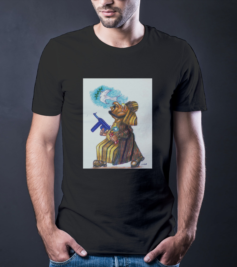 A Terrorist Act Cartoon Character Holding Gun And Dove Balloon T-Shirt