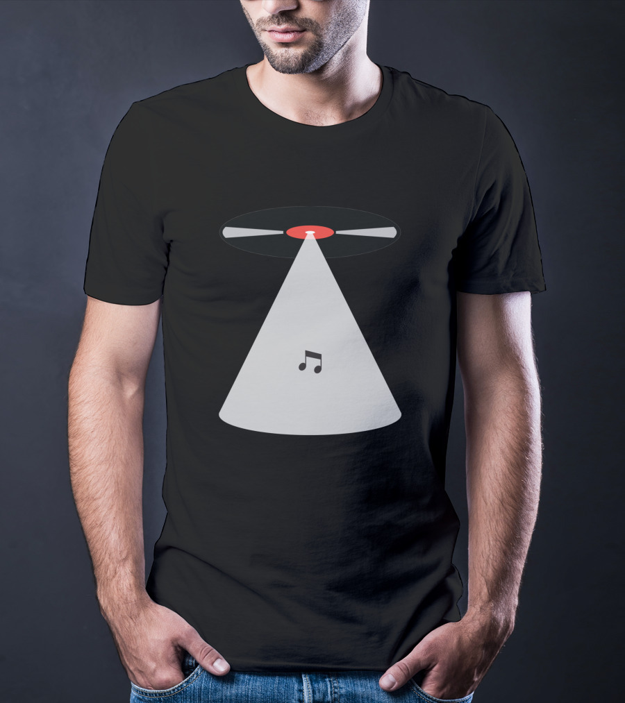 Abduction Vinyl Record UFO Beaming Up Music Note T-Shirt