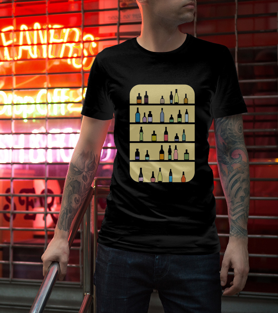 Bar 1225098 Colorful Bottles Shelf Display T-Shirt