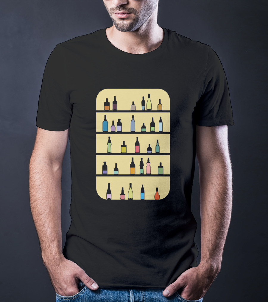 Bar 1225098 Colorful Bottles Shelf Display T-Shirt