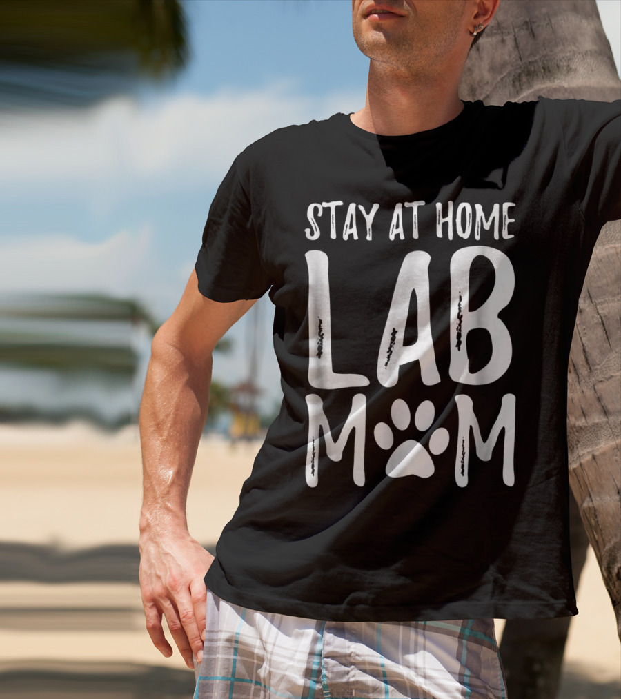 Stay At Home Lab Mom Labrador Dog Paw Prints T-Shirt