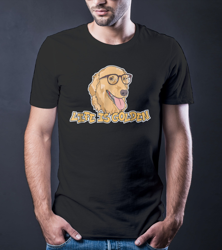 Life Is Golden Retriever Glasses T-Shirt