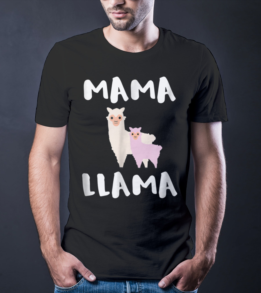 Mama Llama Cute Funny Llama Duo T-Shirt