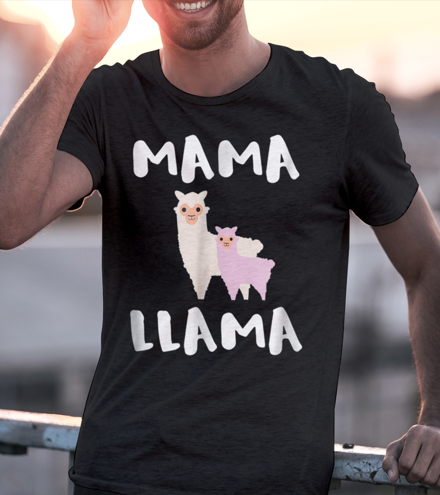 Mama Llama Cute Funny Llama Duo T-Shirt