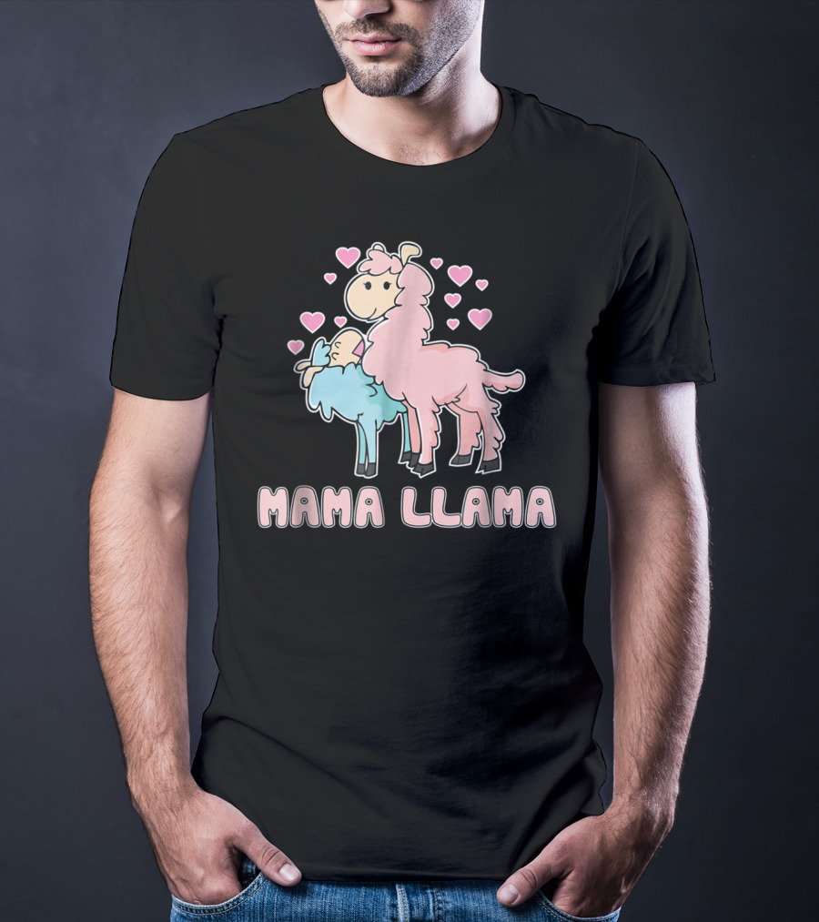 Mama Llama Cute Hearts Llama T-Shirt