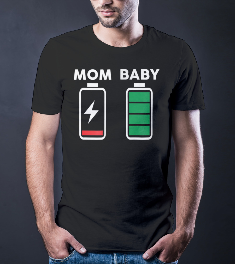 Mom Baby Battery Drained Full Charge Icons T-Shirt