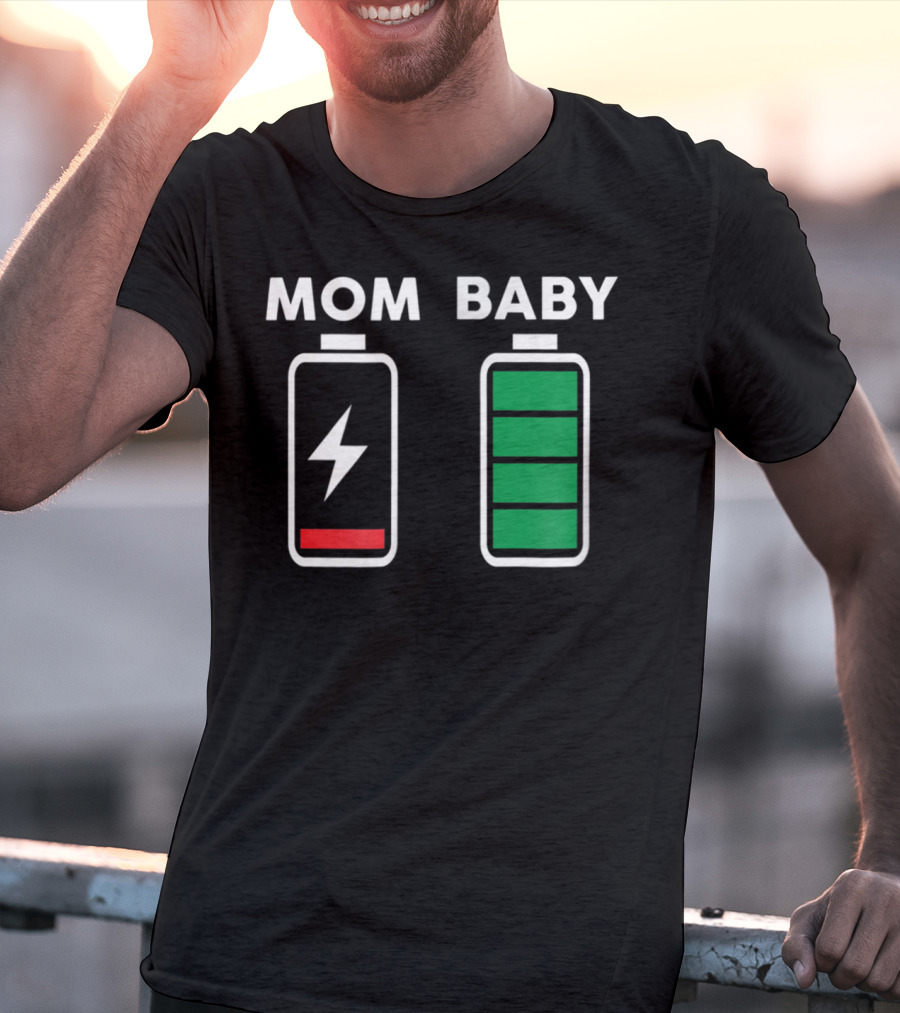 Mom Baby Battery Drained Full Charge Icons T-Shirt