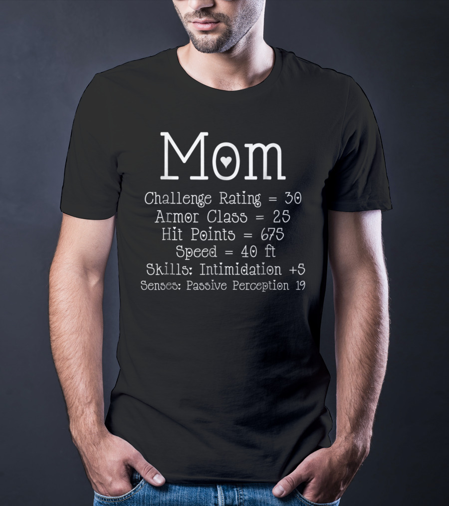 Mom Challenge Rating 30 Armor Class 25 Hit Points 675 Speed 40 Skills Intimidation T-Shirt