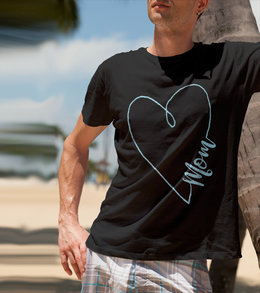 Mom Heart Aquamarine March Birthstone T-Shirt