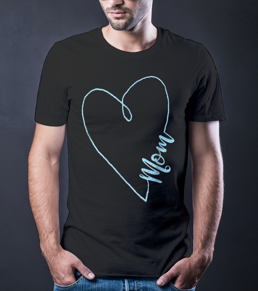 Mom Heart Aquamarine March Birthstone T-Shirt
