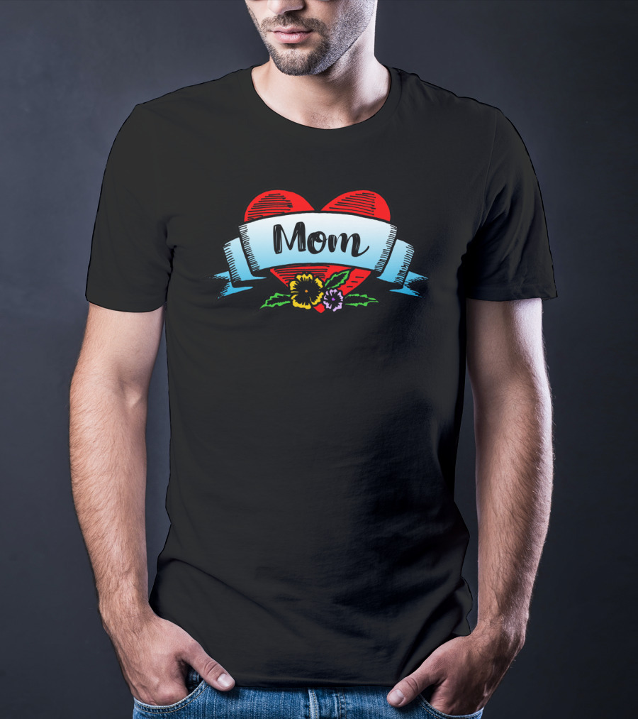 Mom Heart Floral Banner T-Shirt