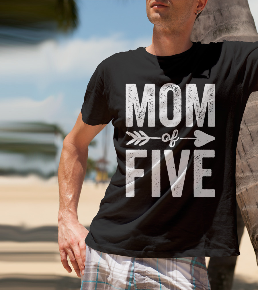 Mom Of Five Arrow Heart T-Shirt