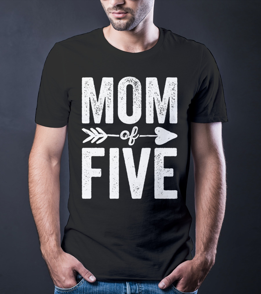 Mom Of Five Arrow Heart T-Shirt