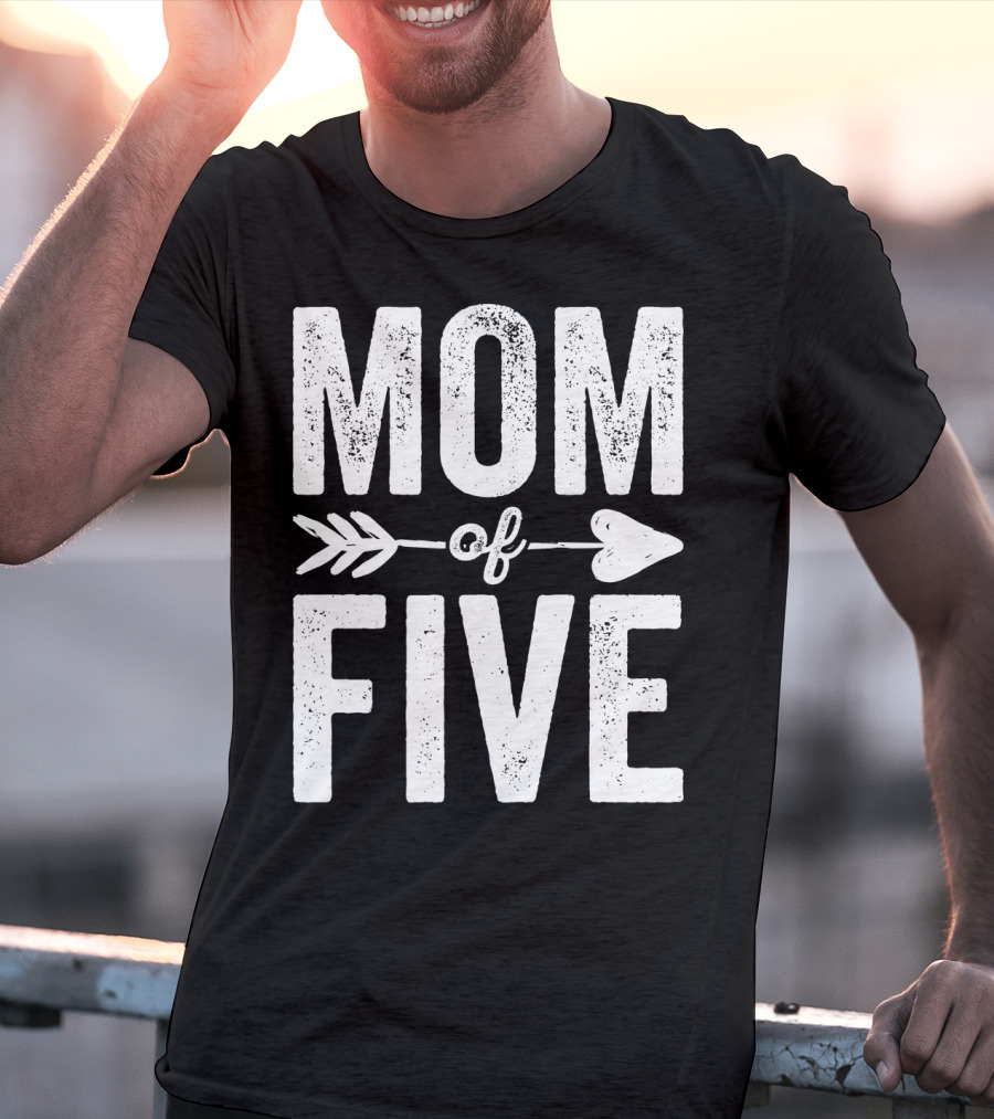 Mom Of Five Arrow Heart T-Shirt