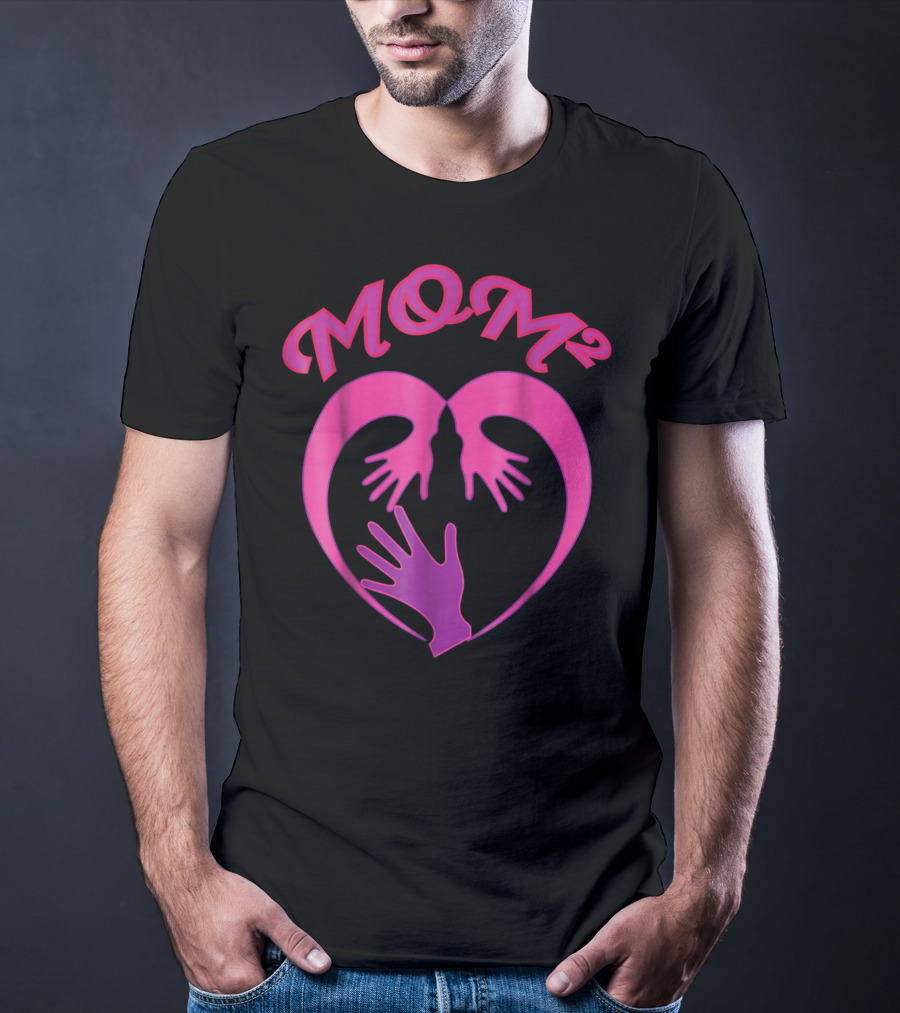 MOM Squared Heart Hands Embrace T-Shirt