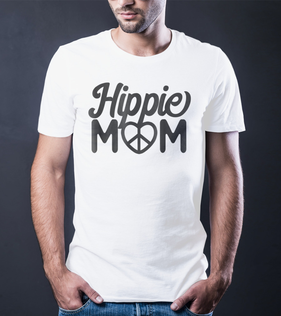 Hippie Mom Heart Peace Sign Mama T-Shirt
