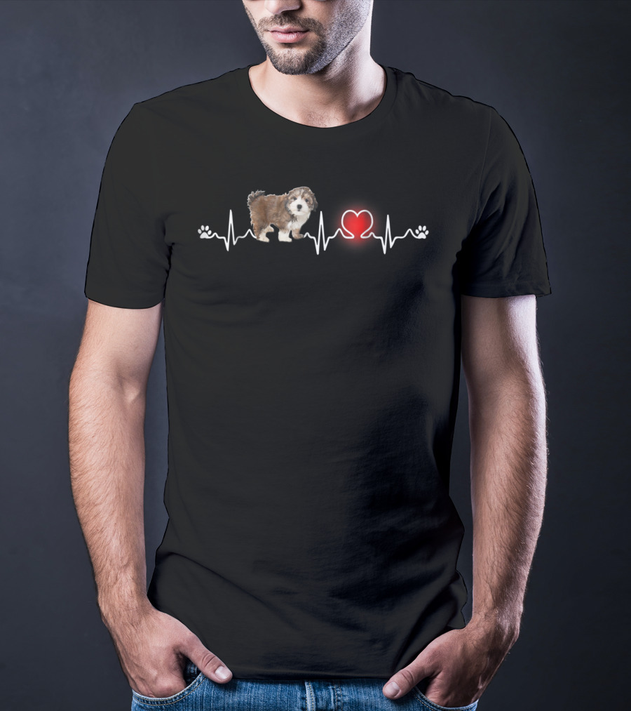 Morkie Heartbeat With Paw Print For Women T-Shirt