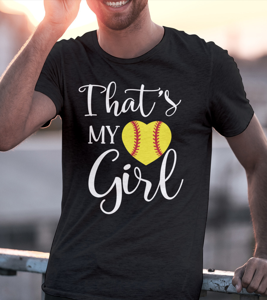 That's My Girl Softball Mom Heart T-Shirt