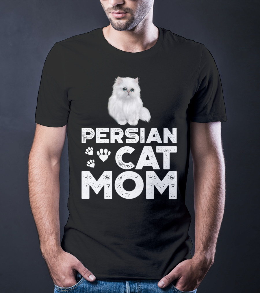 Persian Cat Mom With Paw And Heart Design For Female Cat Owners T-Shirt