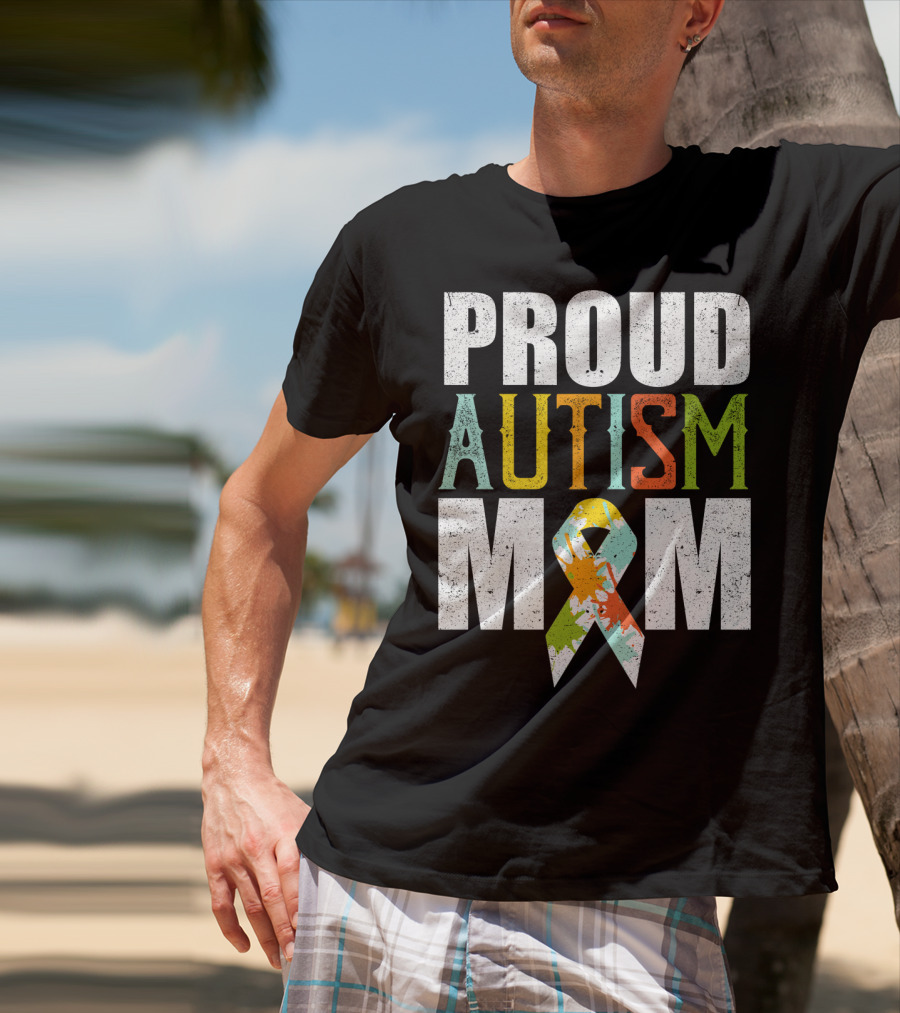 Proud Autism Mom Multicolor Awareness T-Shirt