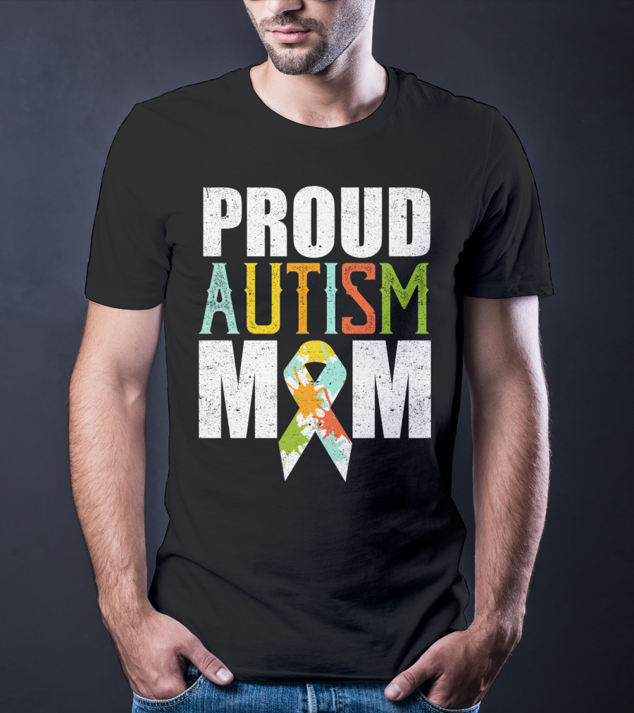 Proud Autism Mom Multicolor Awareness T-Shirt