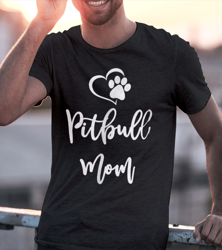 Pitbull Mom Paw Heart T-Shirt
