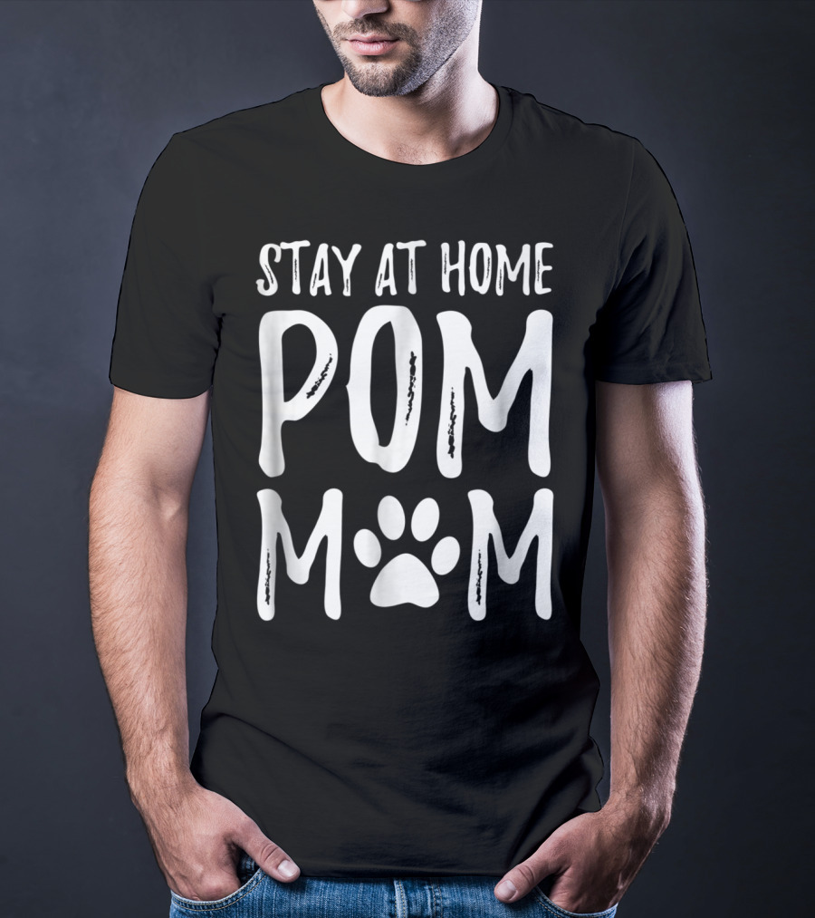 Stay At Home Pom Mom Pomeranian Paw Prints T-Shirt