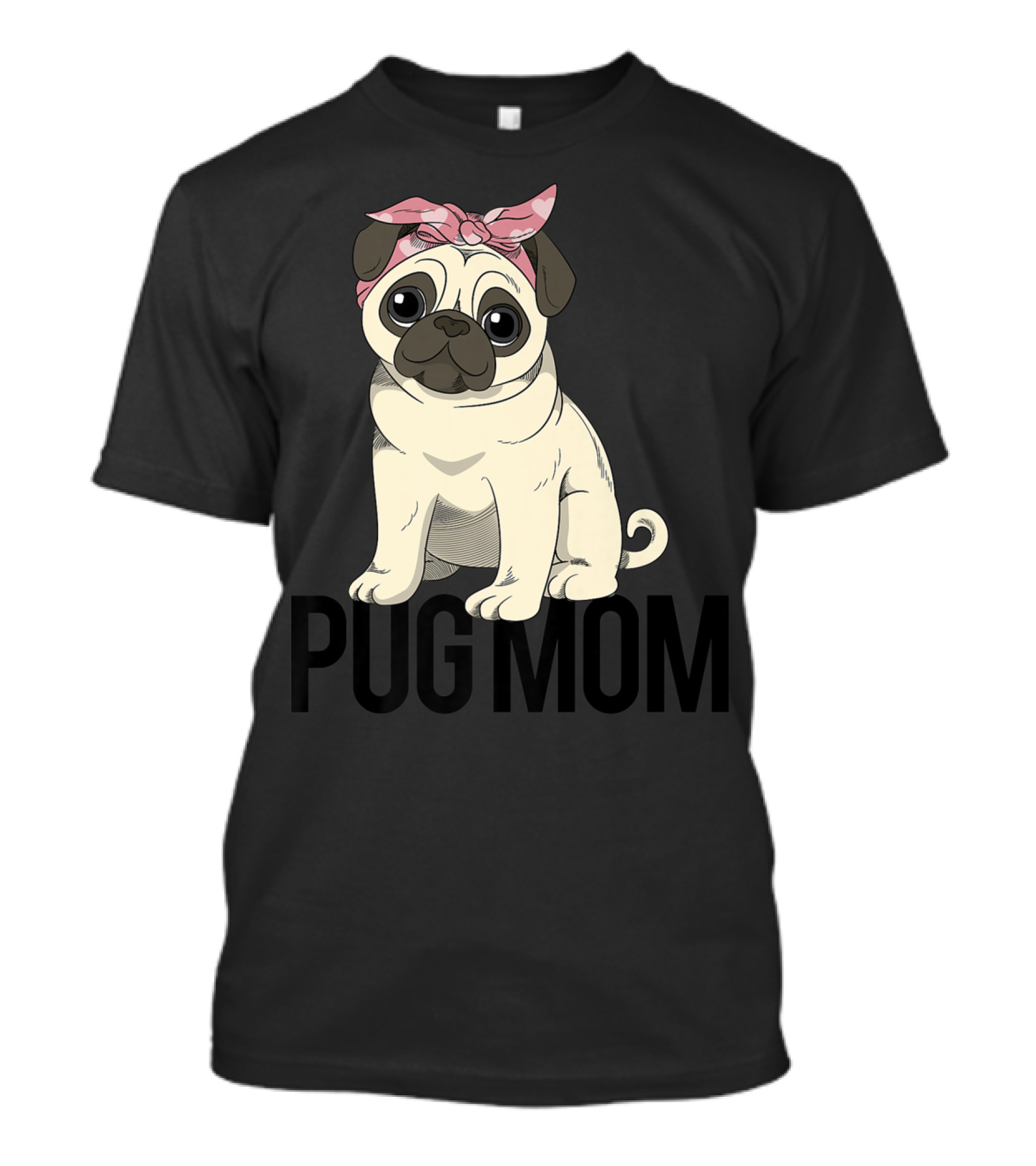 Pug Mom Cute Pug With Pink Bandana T-Shirt