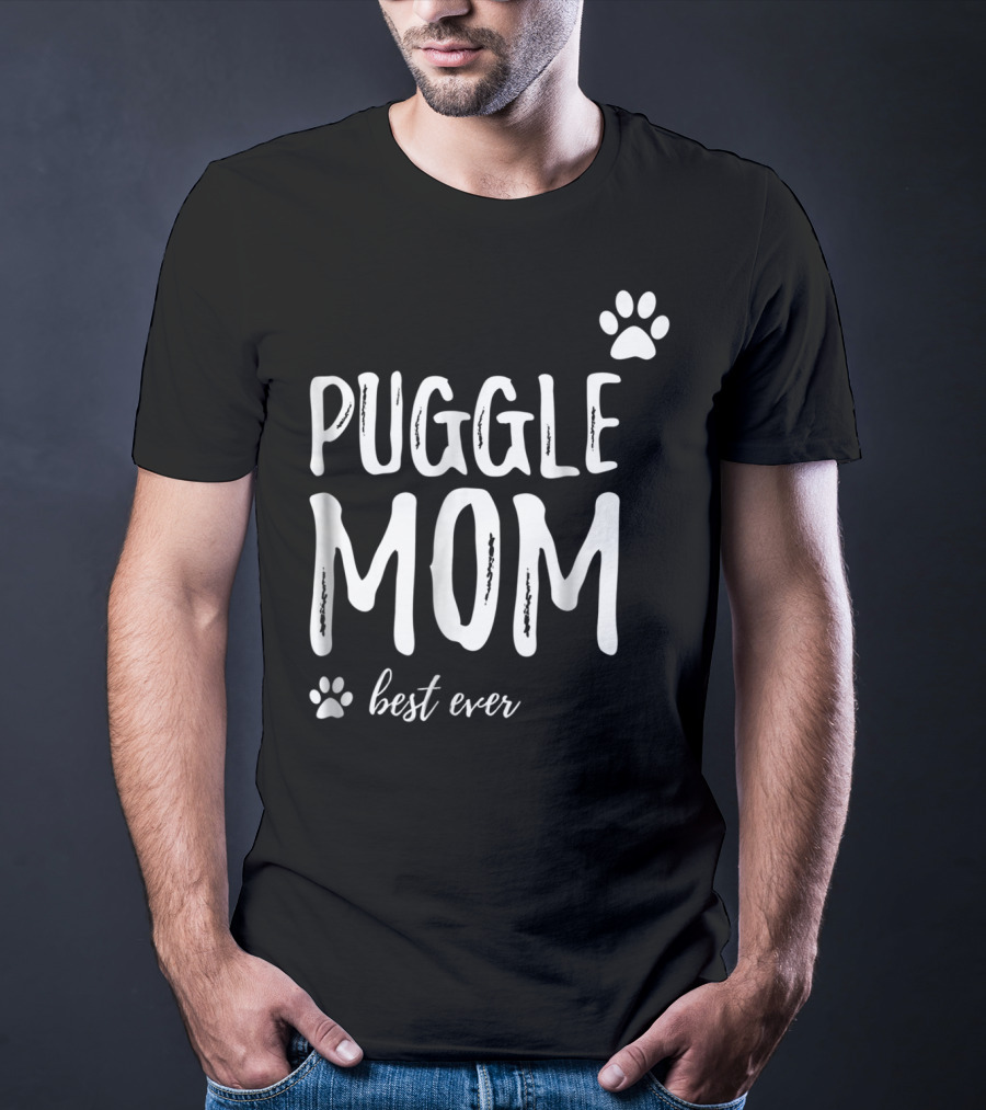 Puggle Mom Best Ever Dog Lover Paw Prints T-Shirt