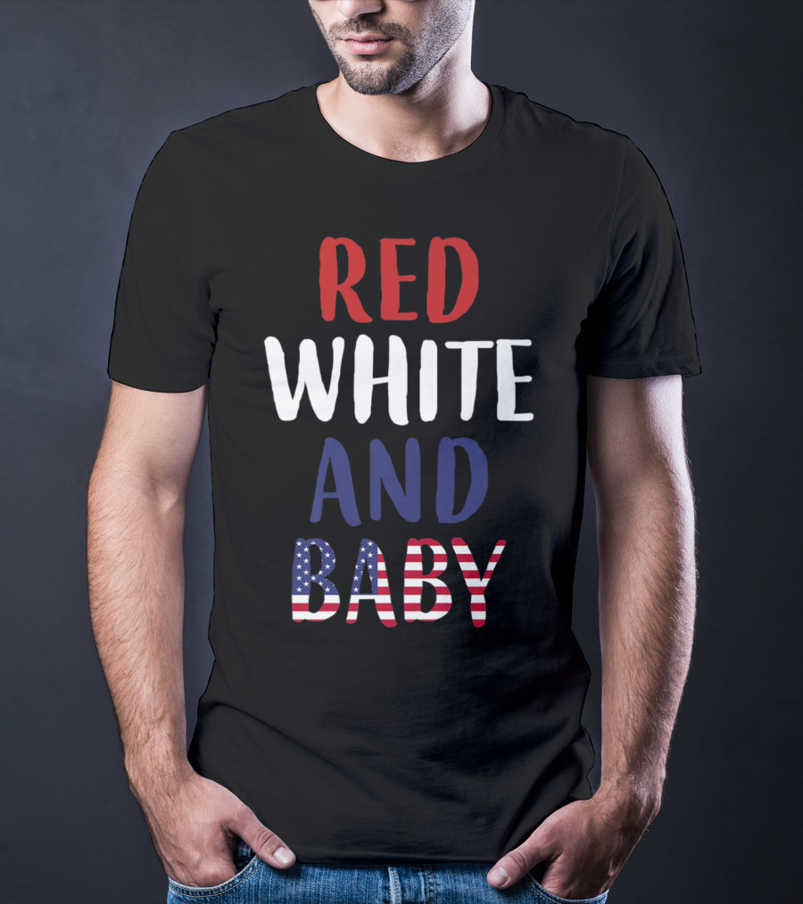 Red White And Baby American Flag Pregnancy Announcement T-Shirt