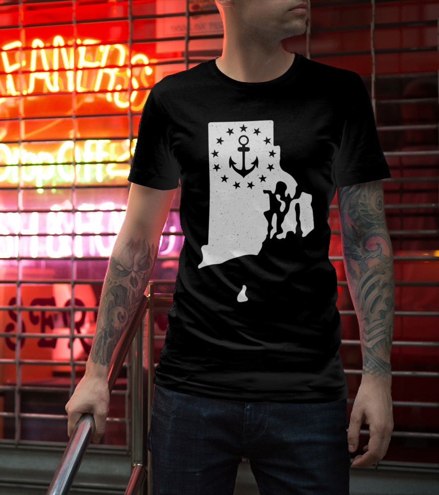 Rhode Island Anchor Independence With Stars T-Shirt
