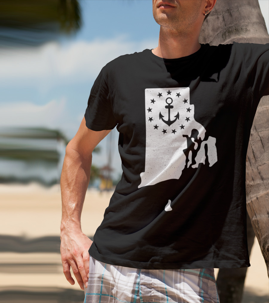Rhode Island Anchor Independence With Stars T-Shirt