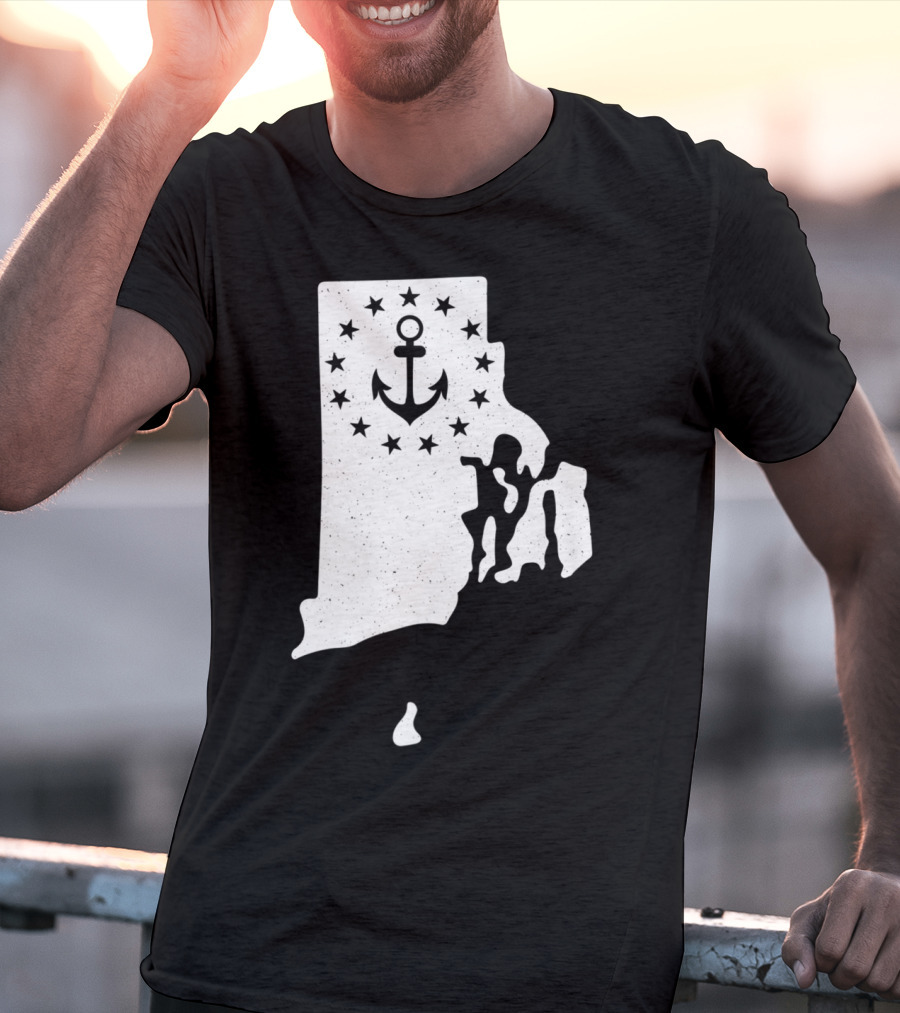 Rhode Island Anchor Independence With Stars T-Shirt