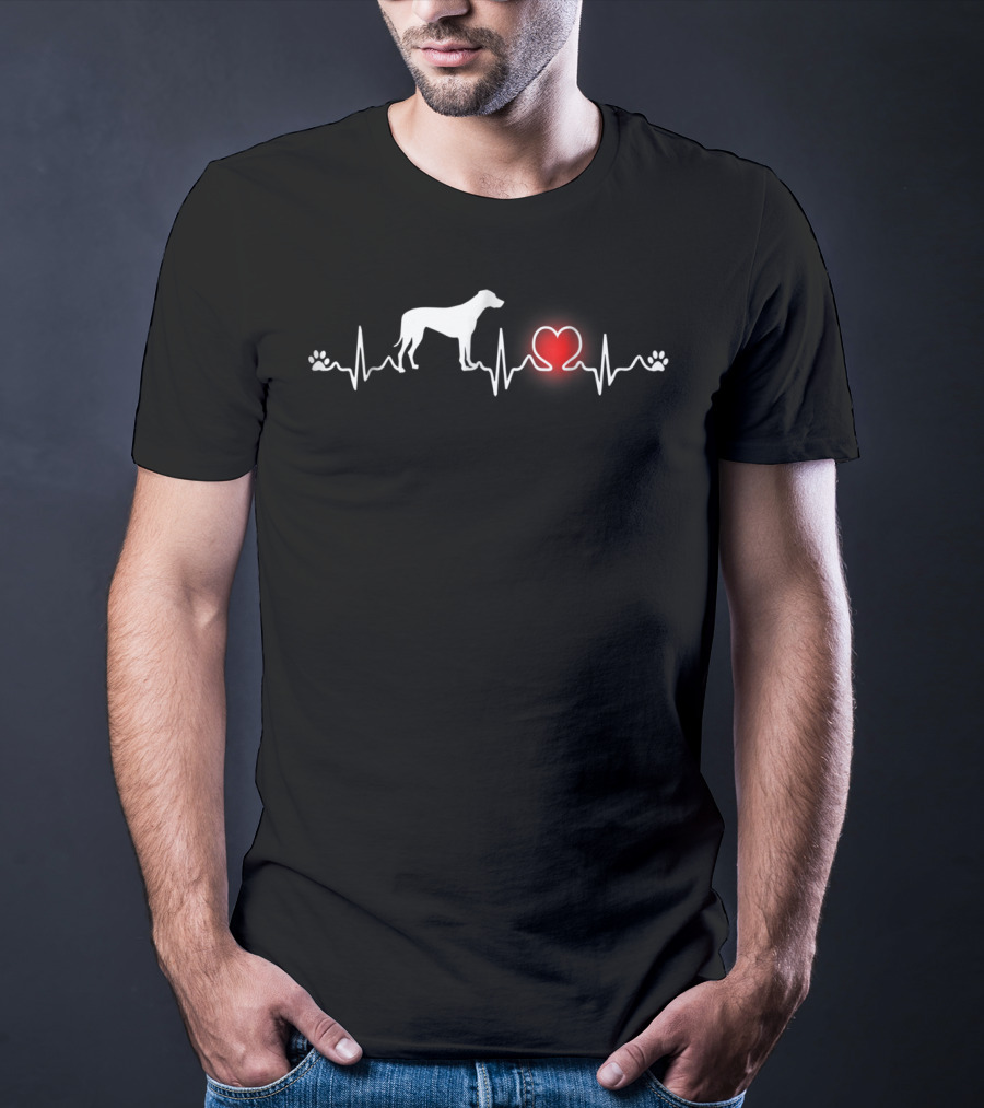 Rhodesian Ridgeback Heartbeat Paw Print Love T-Shirt