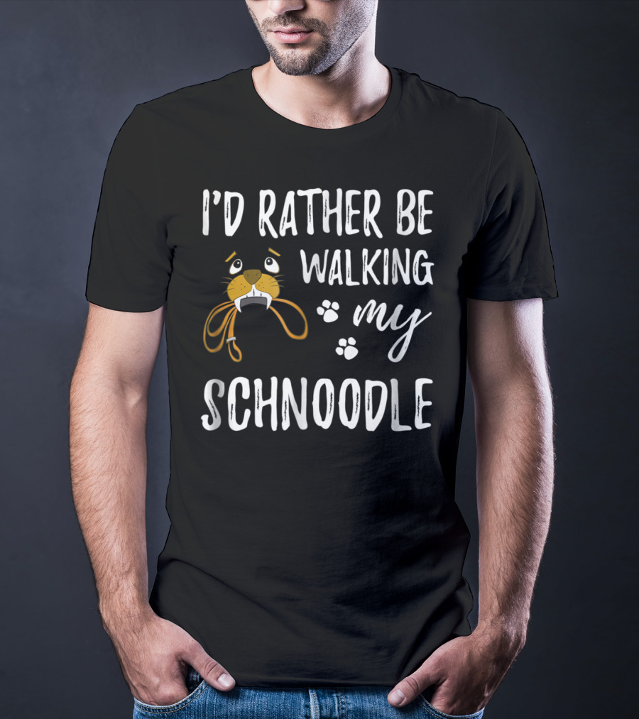 I'd Rather Be Walking My Schnoodle Dog Mom Paw Prints T-Shirt