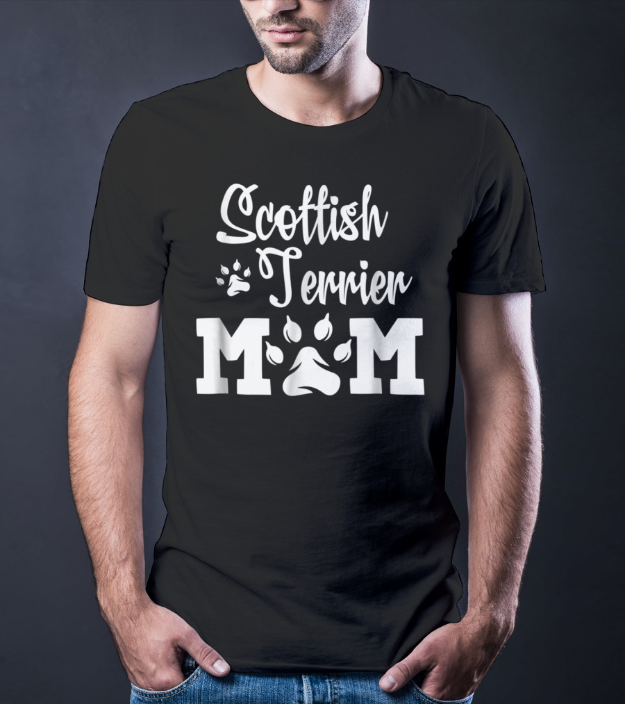 Scottish Terrier Mom Paw Print T-Shirt