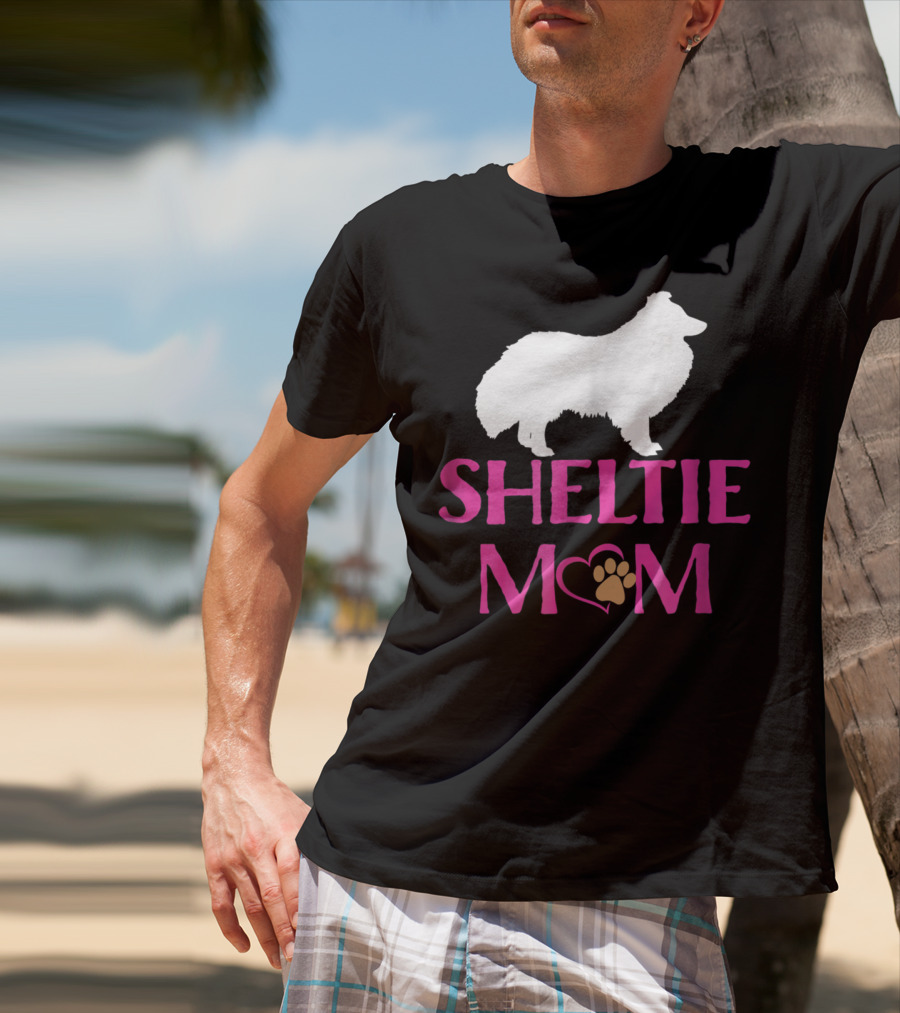Sheltie Mom With Heart And Paw Prints T-Shirt